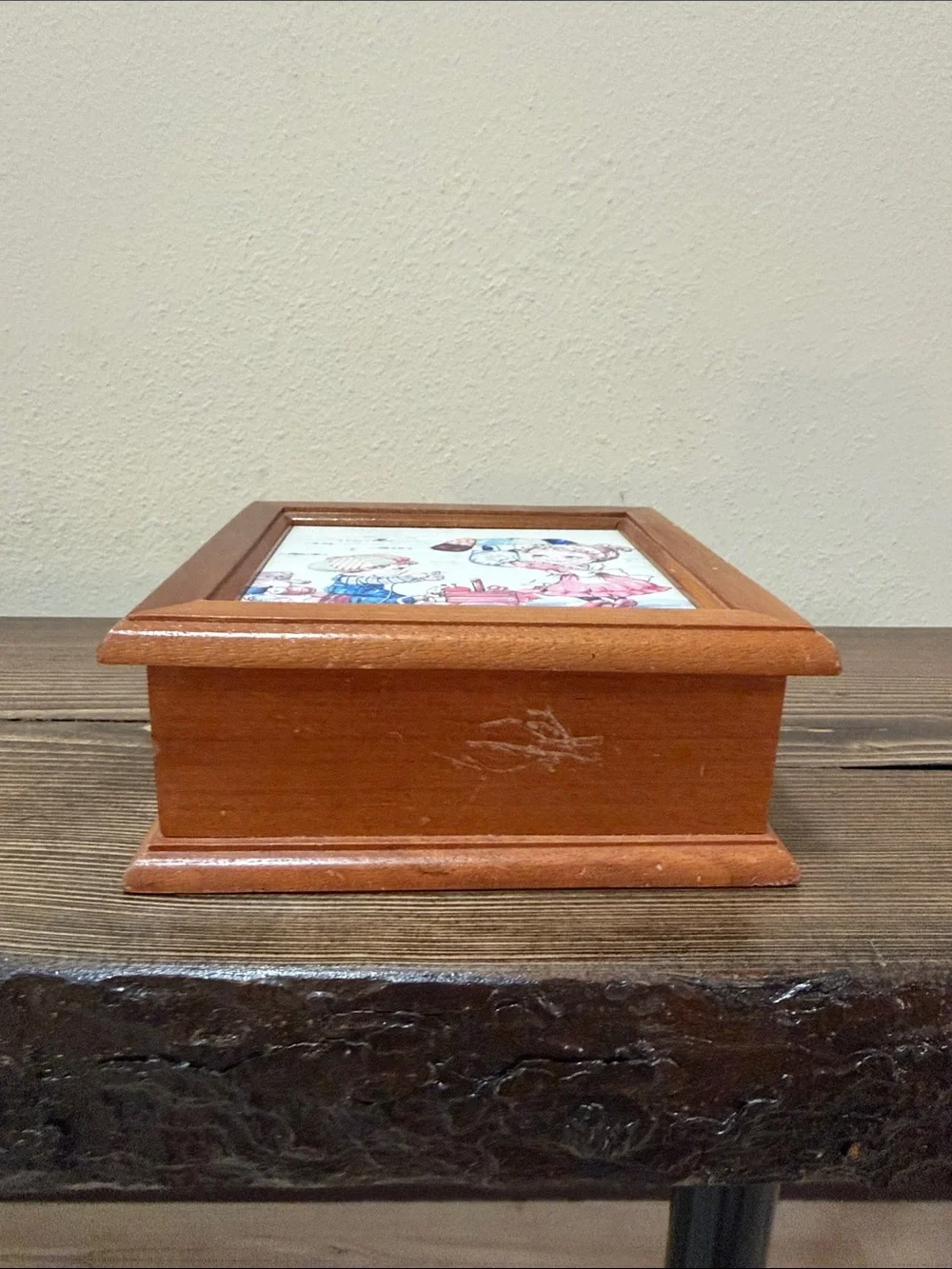 Vintage Interpur Wooden Jewelry Box Taiwan Keepsake Box Farmhouse Cottage Decor